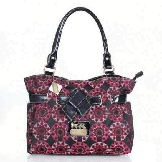 Coach Poppy Bowknot Monogram Medium Red Totes DQI | Coach Outlet Canada